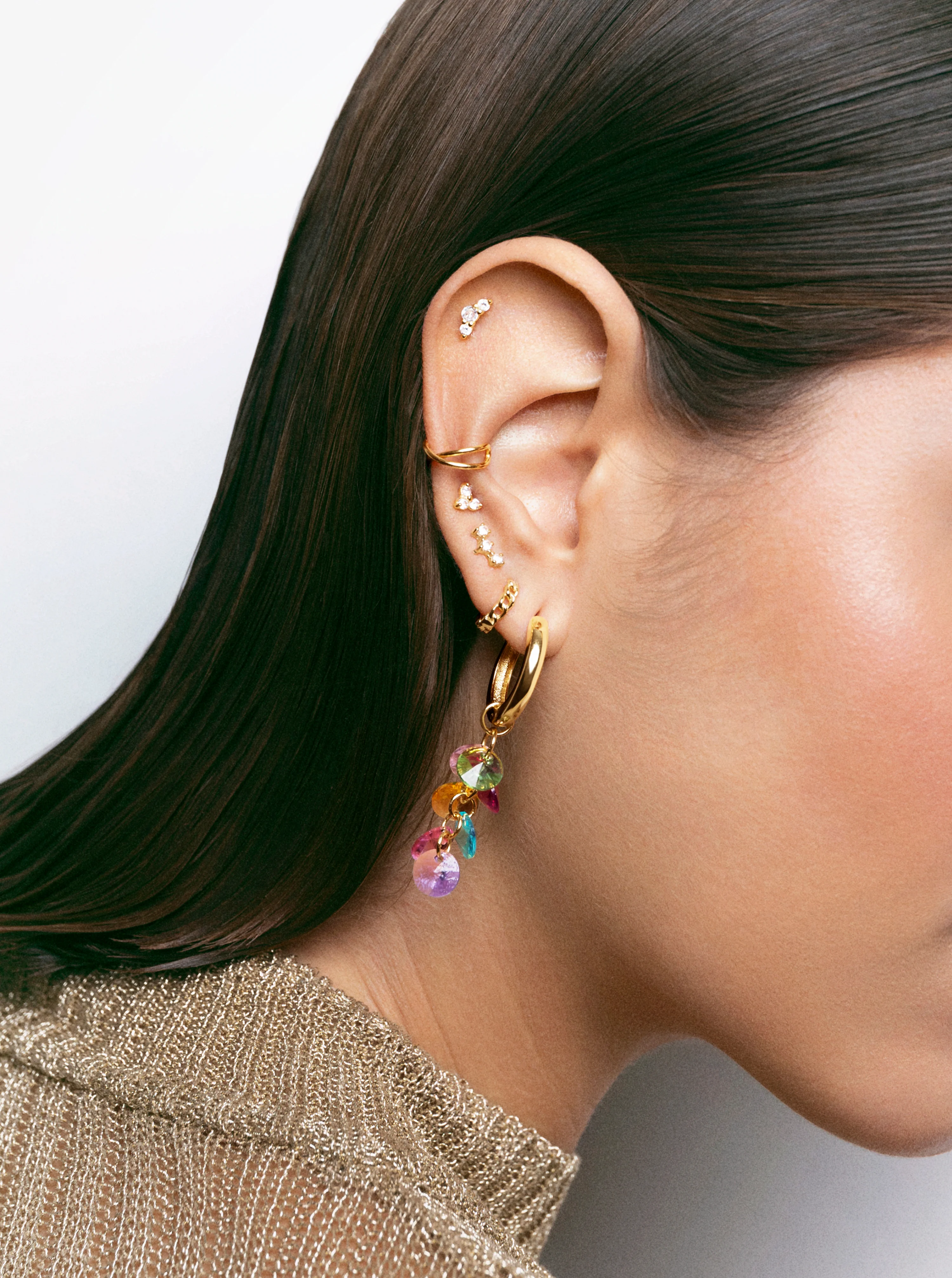 Cross Gold Ear Cuff Single Earring - Image 4